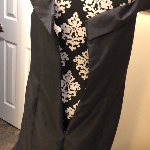 Jovani evening layered ruffle tulip front sweeping back satin style elegant gown - Picture 6 of 14